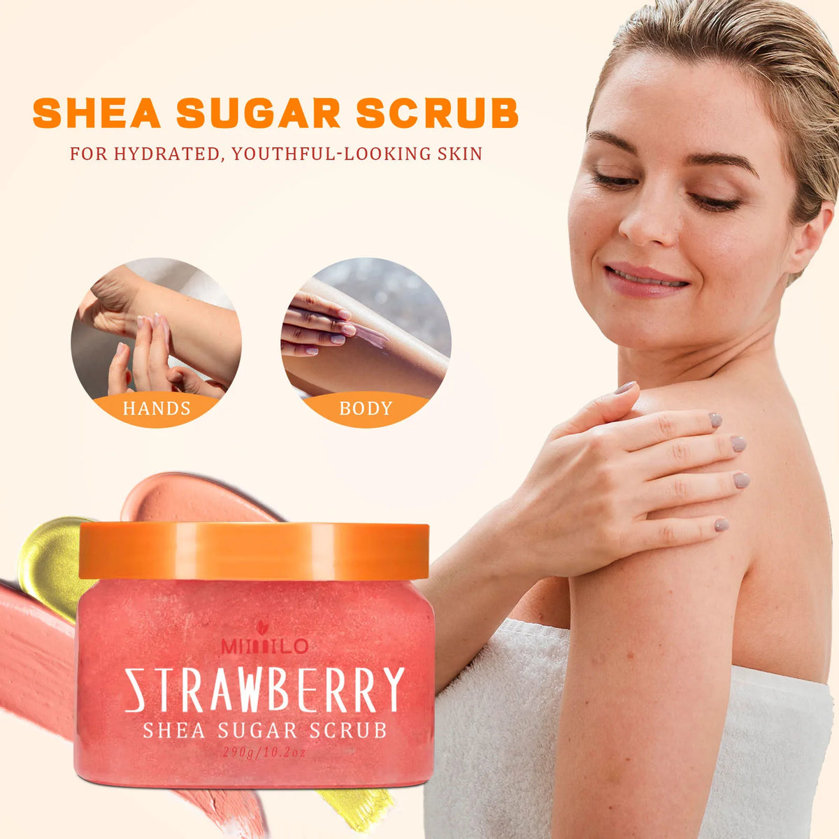 SHEA SUGAR SCRUB, exfoliating scrub, smooth and beautiful skin, moisturizing and nourishing care, can be used on the whole body