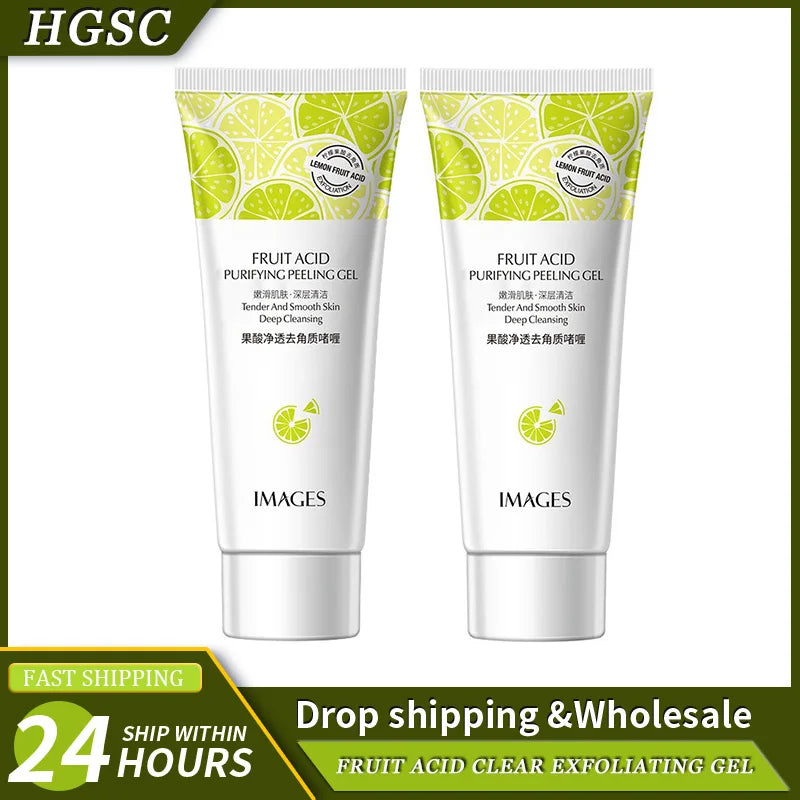Fruit Acid Peeling Gel Facial Cleansing Exfoliating Peeling Scrub Cream Deep Clean Moisturizing Blackhead Removal Face Cleanser