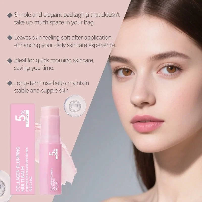 PDRN Pink Collagen Multi Volume Balm Stick Anti Aging Firming Anti Wrinkle For Eye Neck Forehead Smile Lines