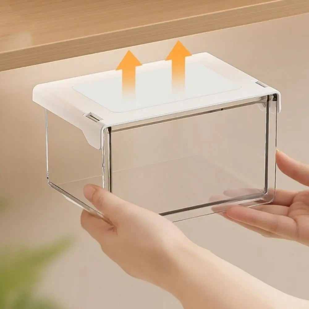 Plastic Drawer Style Storage Box Self Adhesive Large Capacity Makeup Storage Container Transparent Space Saving