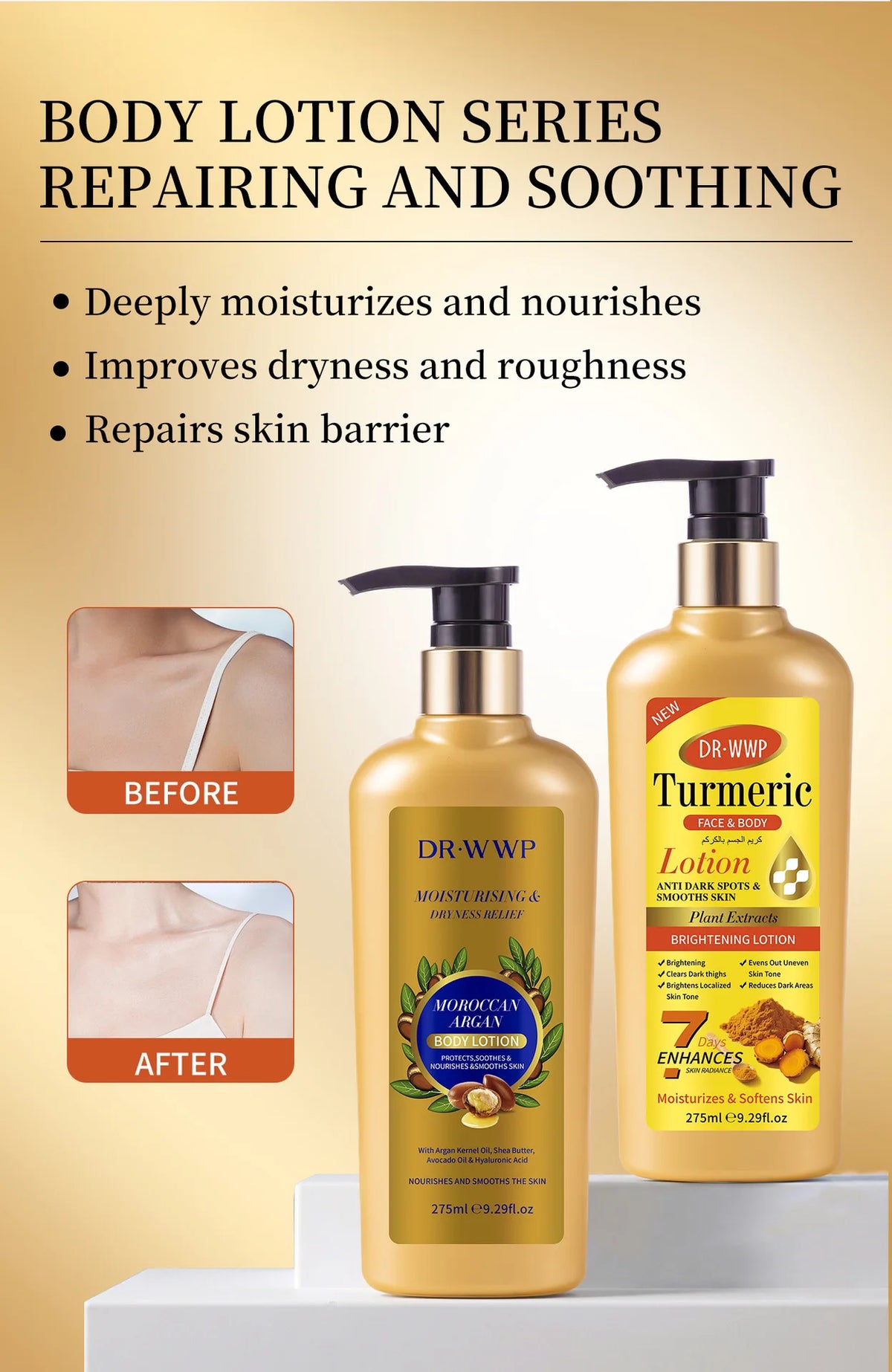 GLUTA WHITE Glutathione Body Lotion 275ml - Whitening & Moisturizing Skin Care with Collagen for Dry Skin Long Lasting Fragrance