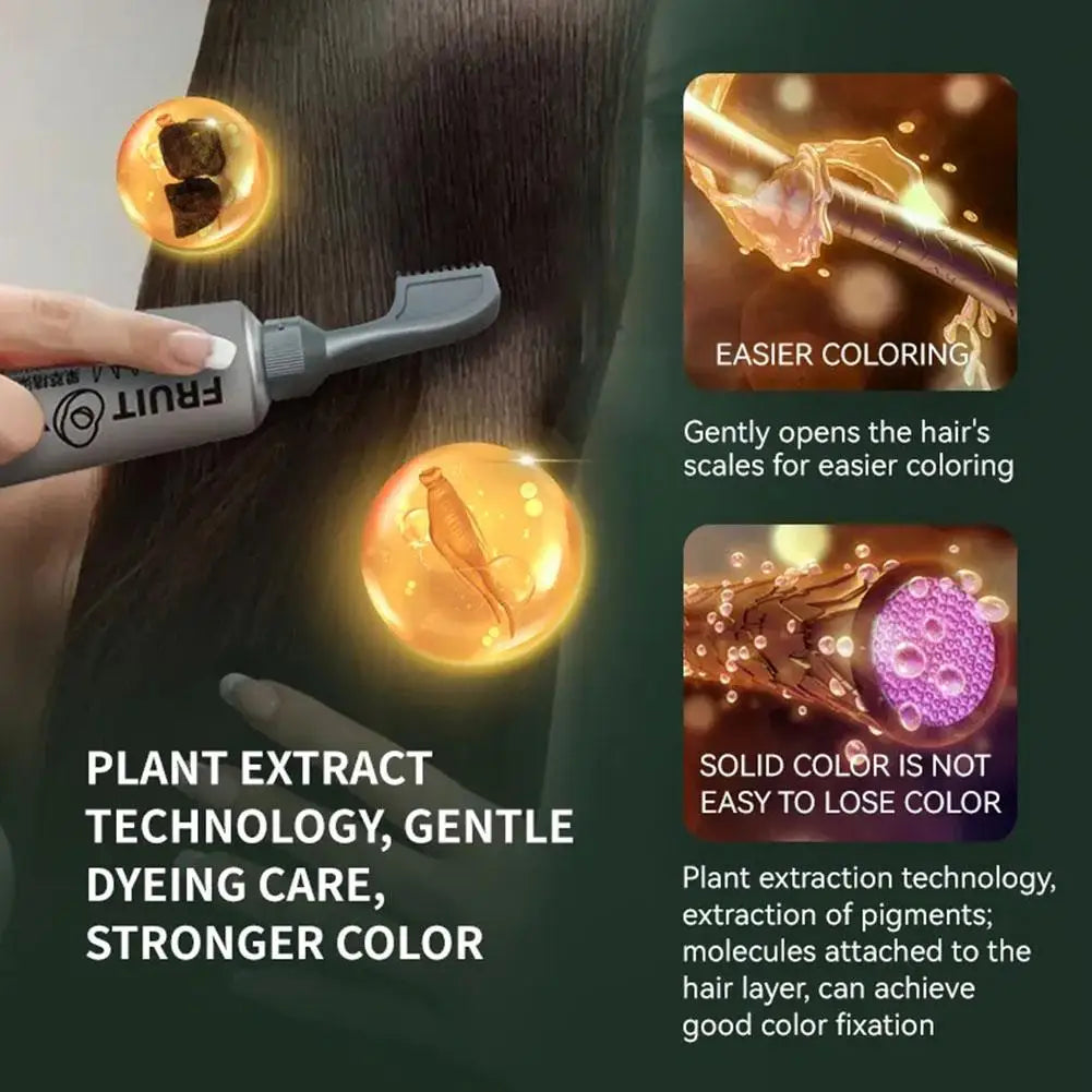 Fruit Hair Dye Cream Plant Extract Hair Dye Essence with Comb Hair Dye Shampoo Botanical Bubble Hair Dye Hair Color Non-Damaging