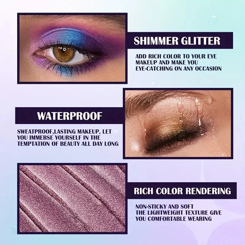 13-Shade Waterproof Liquid Eyeshadow Palette - High Shine  Long-Lasting & Smudge-Proof Makeup Set for Glamourous Looks glitter