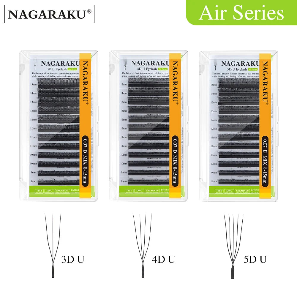 NAGARAKU U-Shaped 3D 4D 5D Lashes Extensions Natural Soft U Lashes Premium Mink Brazilian Cilios Mink False Eyelashes
