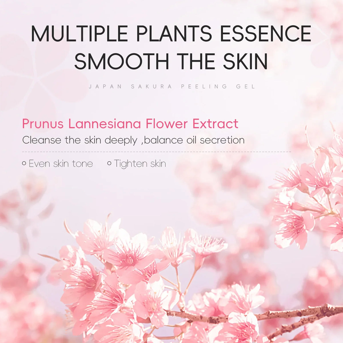 LAIKOU  Sakura Peeling Gel, Deep Cleansing Face Exfoliator, Remove Dead Skin Smooth Skin Gentle Exfoliating Scrub 60g
