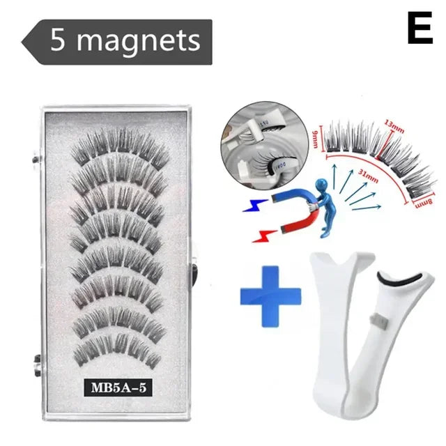 3D Natural ,With 5 Lashes Shipping Handmade Drop False Support Eyelashes Magnetic Reusable H8Y7