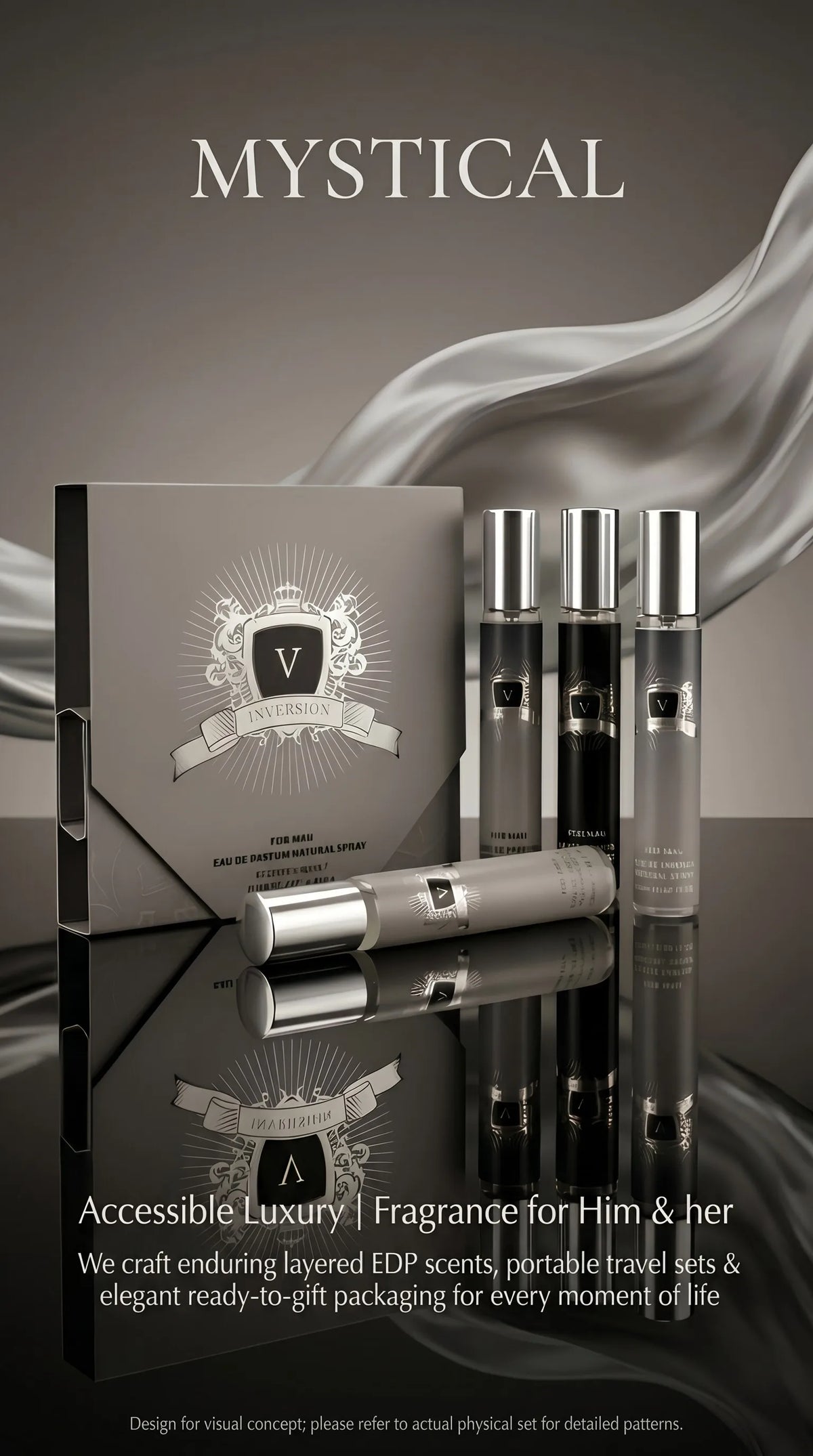 MYSTICAL 4pcs Men's Cologne Variety Gift Set, Long Lasting EDP Fragrance Selection for Office, Gym & Night Out, 0.68oz X 4 Portable Sprays with Woody, Aquatic & Oriental Scents, Luxury Grooming Collection, Ideal Birthday Anni
