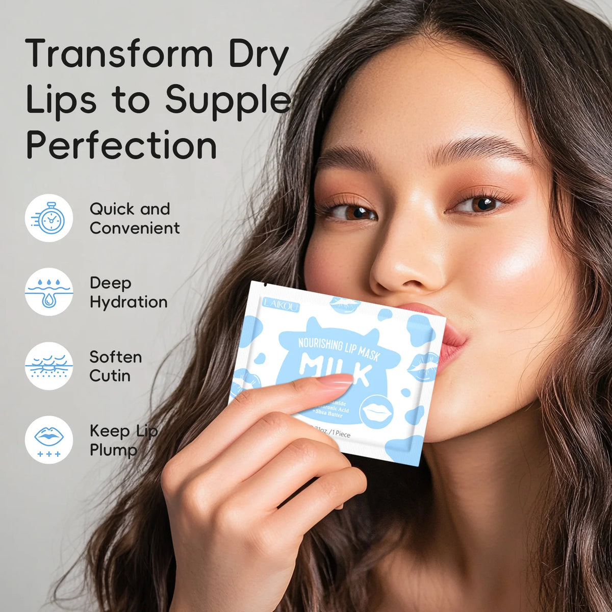 LAIKOU 5/10pcs Lip Mask Lip Care Moisturizing Hydrating Repair Lighten Lip Lines  Gel Patch Lips Pad Patches Care Products