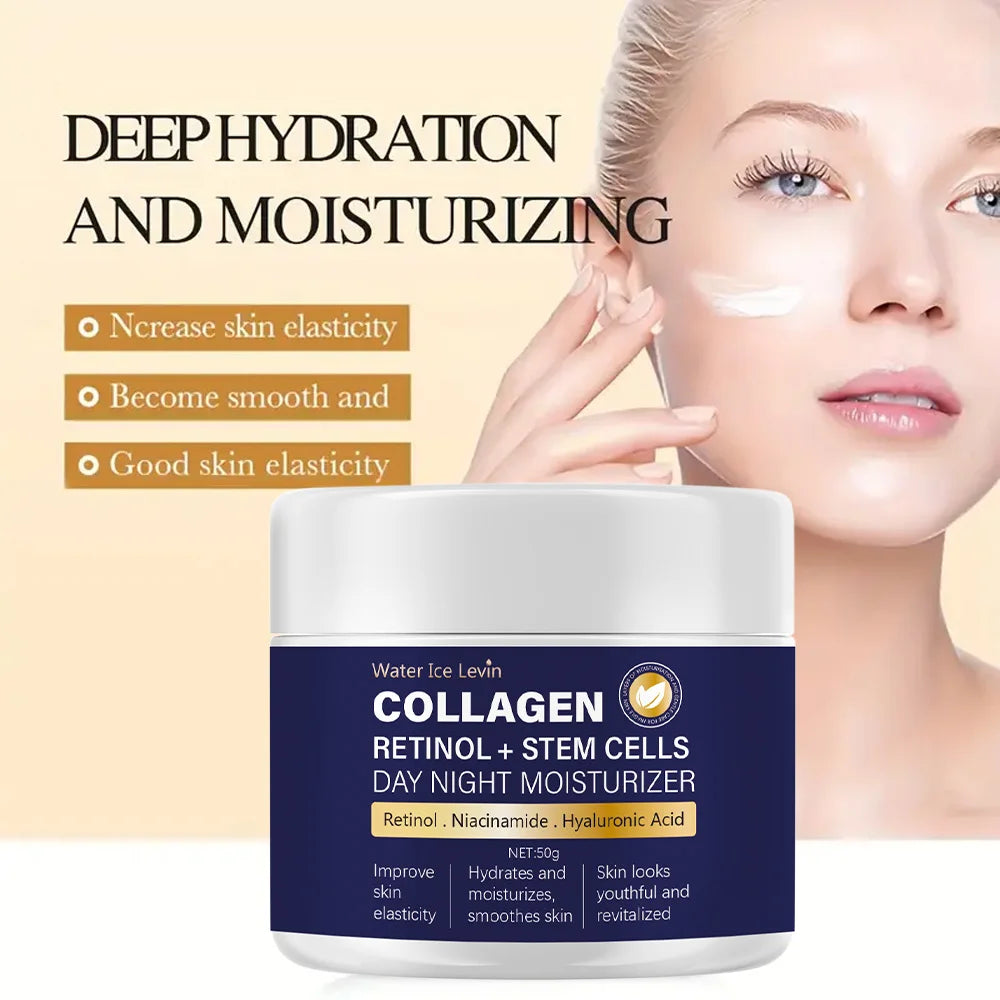 50g Collagen Cream for Face with Retinol and Hyaluronic Acid, Day Night Anti Aging Skincare Facial Moisturizer