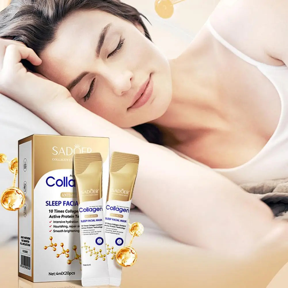 20pcs Collagen Sleeping Facial Masks Deep Moisturizing Brightening Firming Hydrating Face Mask Facial Skin Care for Women