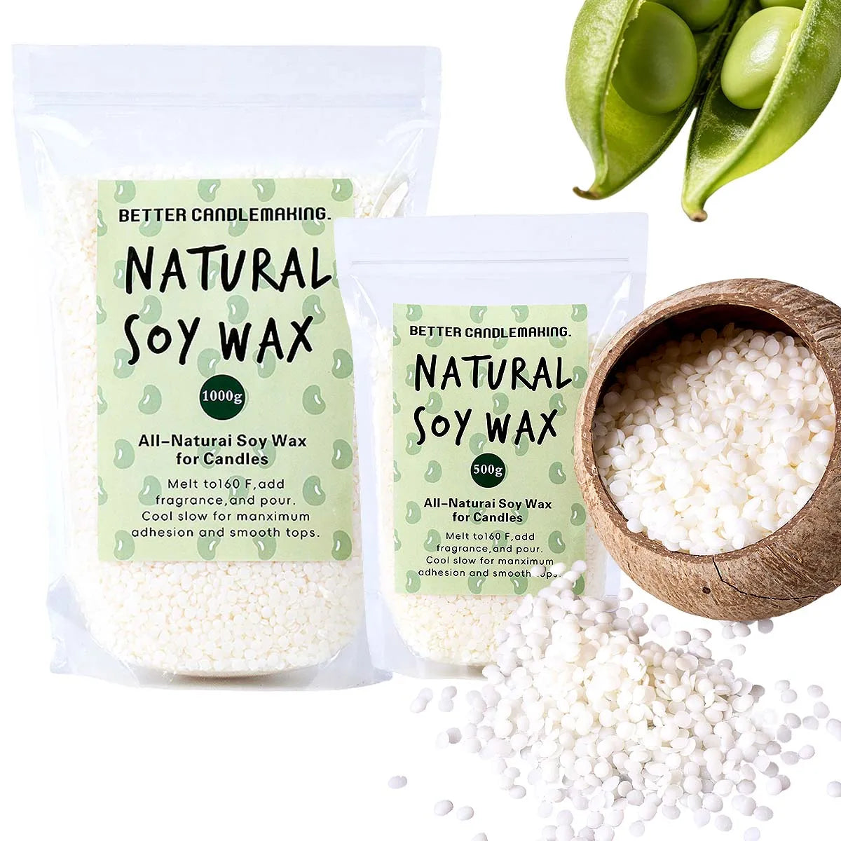 Natural Soy Wax Granules 500g/1000g DIY Handmade Scented Candle Raw Material Smokeless Candles Wicks Making Home Decor Crafts