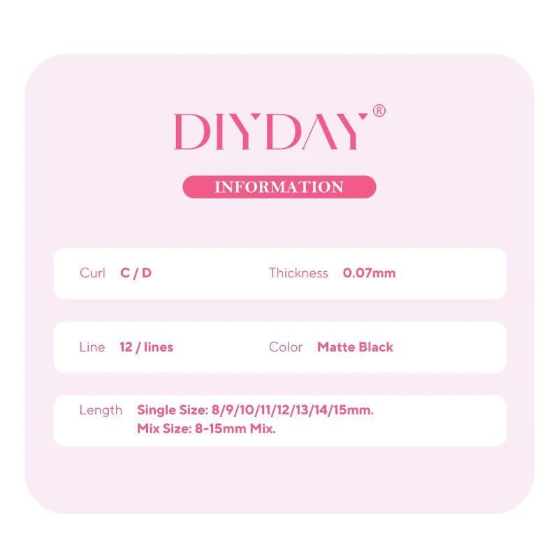 DIYDAY U-shaped YY Eyelash Extension Premium PBT Double Layer U Sahpe YY Lashes Ultra Soft Featherlight False Mink Eyelashes