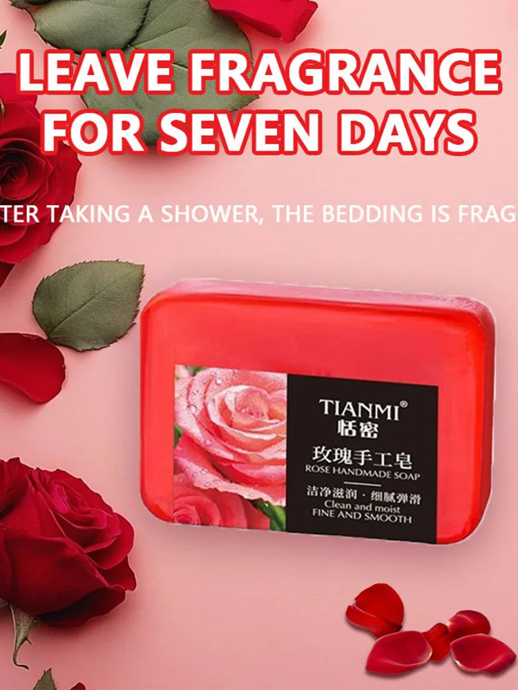 Rose Essential Oil Soap Deeply Cleanses Your Face and Body, Leaving a Long-Lasting Fragrance While Moisturizing and Hydrating