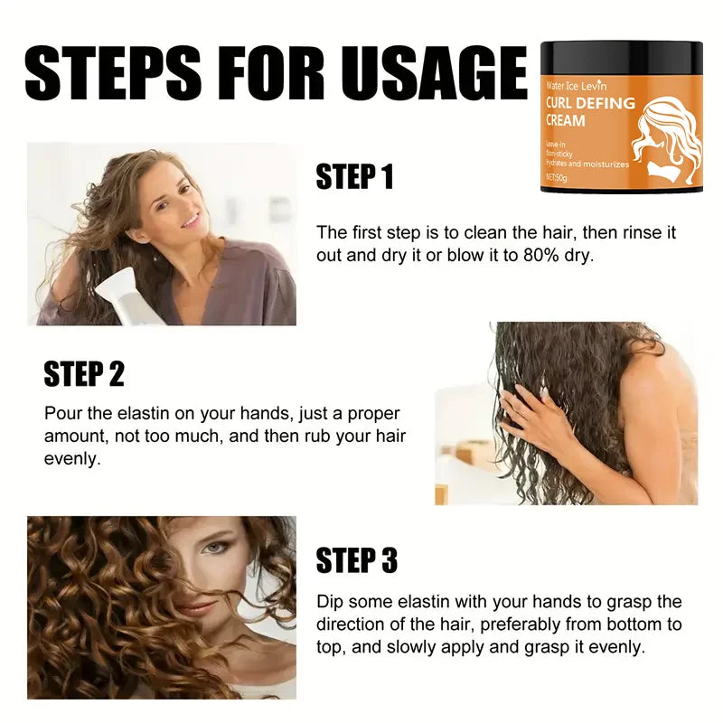 50g Black Castor Oil Curl Styling Cream - Moisturizing hair styling cream for normal hair, suitable for men and women, with an easy-to-use and portable plant-based formula