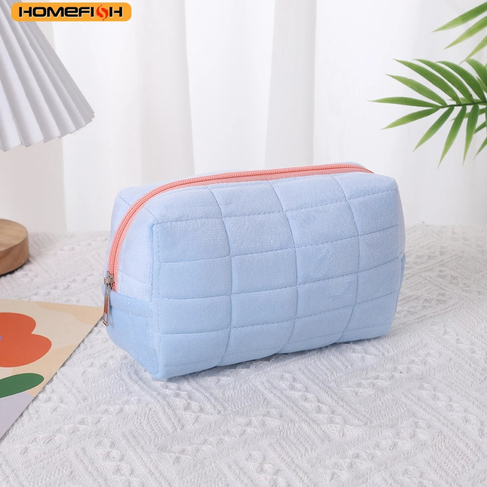 HOMEFISH Stylish Large‑Capacity Pillow‑Shaped Storage Bag, Portable Multifunctional Cosmetic & Pen Pouch For Women Daily Carry