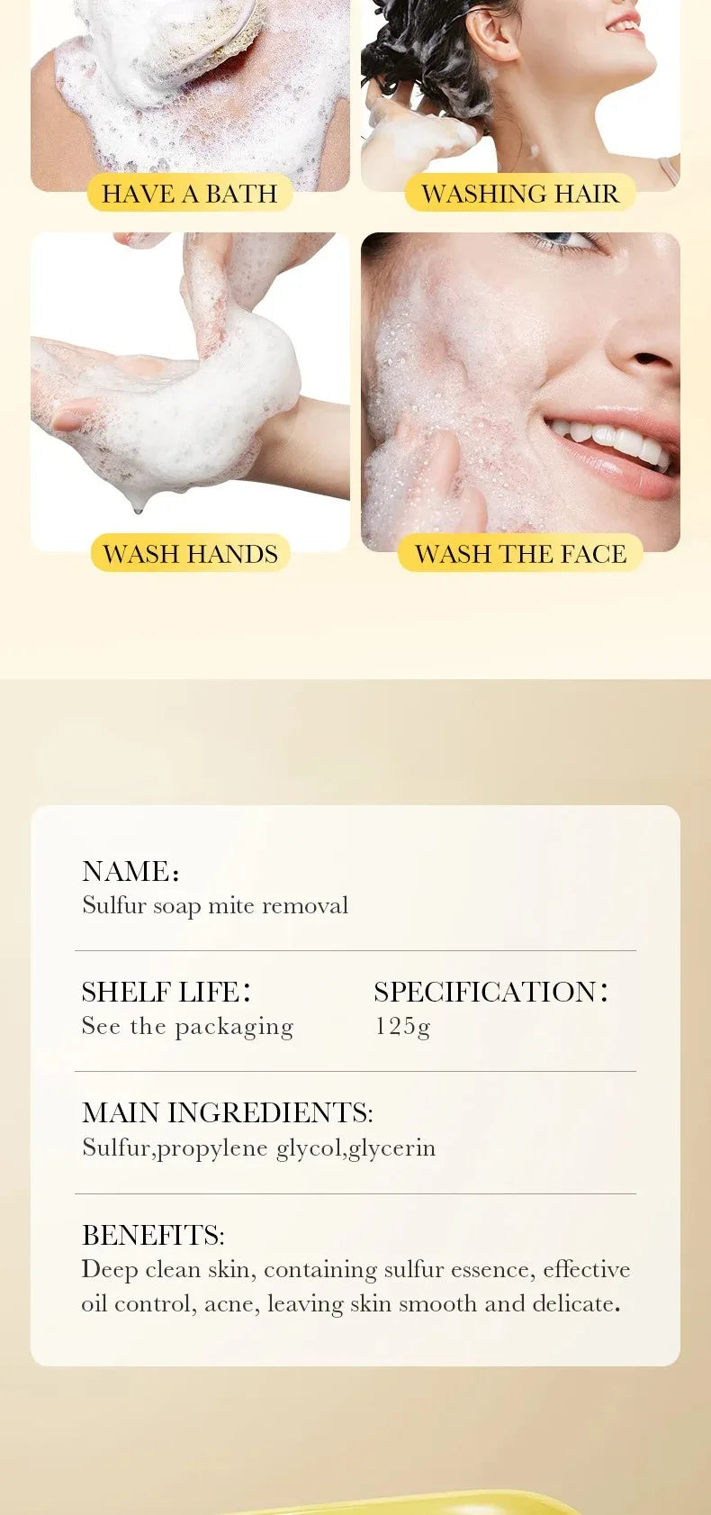 1/2Pcs Sadoer Sulfur Mite Removing Facial Soap Universal Handmade Soap for Body & Face Wash Foam Moisturizing Facial Cleanser