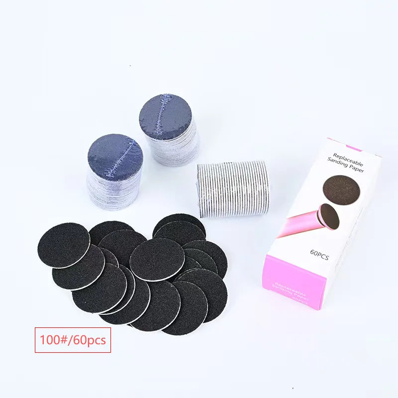 TP43mm 60pcs/Box Sandpaper For Electric  Paper Professional Pedicure Foot Dead Skin Nail File Cuticle Callus Replaceable Sandin