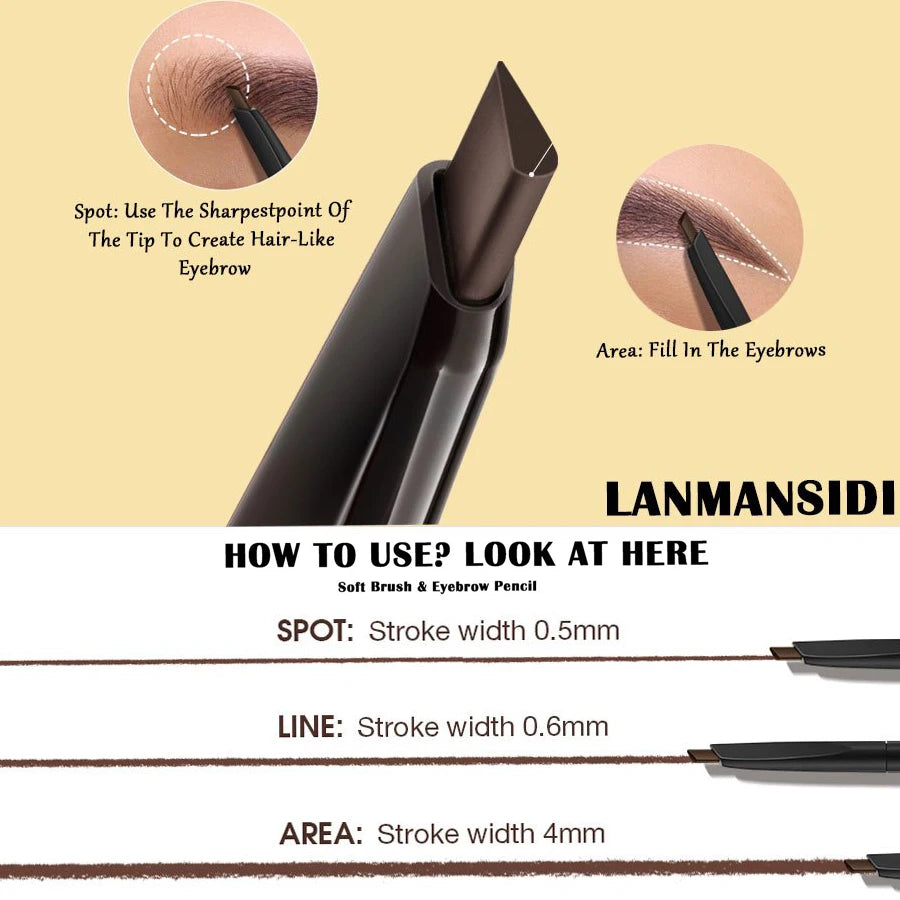 Waterproof Matte Eyebrow Pen Makeup Double Head Lasting Brown Non-Smudged Eye Brow Pencil Tint with Brush Cosmetics