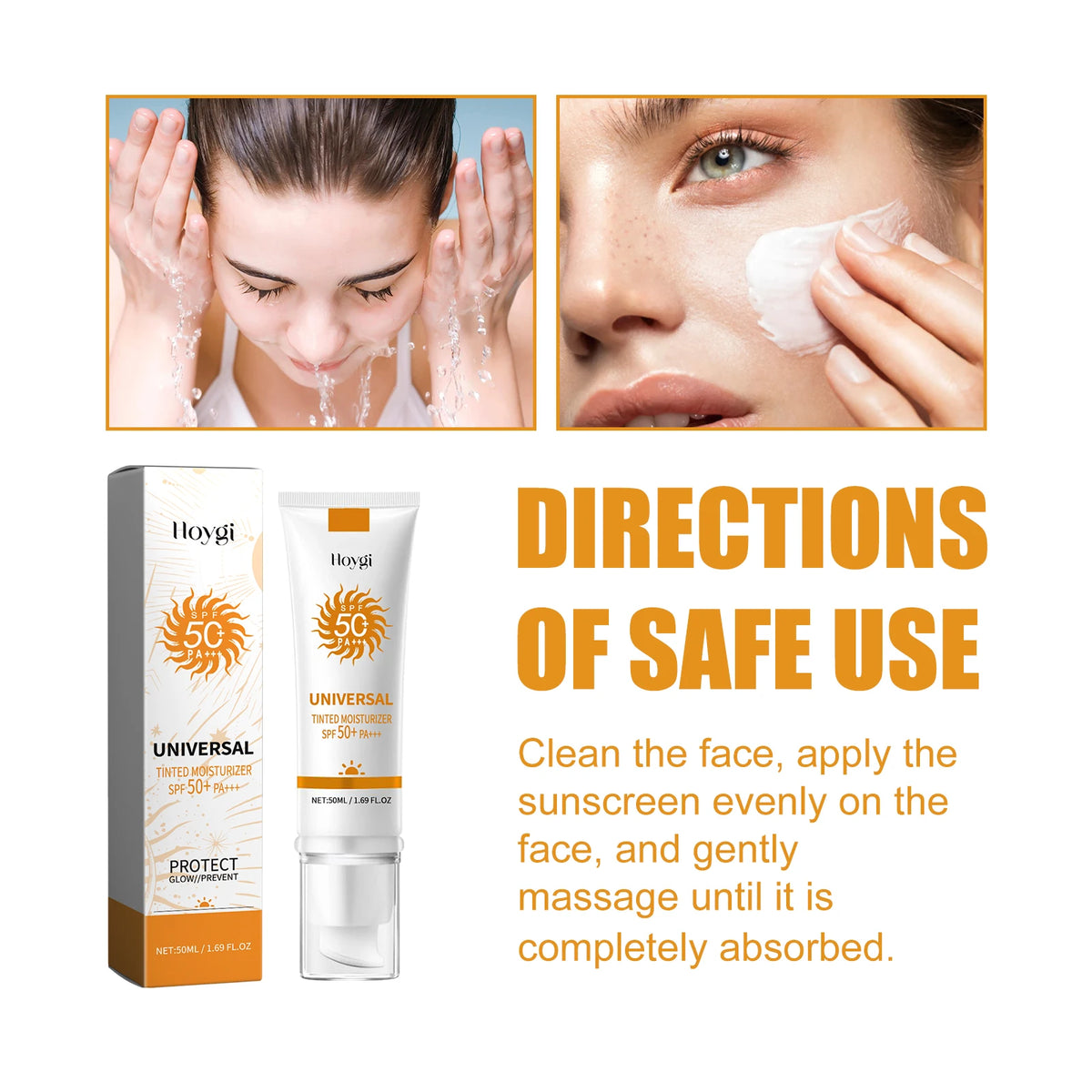 All in One Spf50 Sunscreen Brightening Foundation Cream Cover Anti UV Face Moisturizer Isolation Bleaching Sunscreen Lotion 50ml