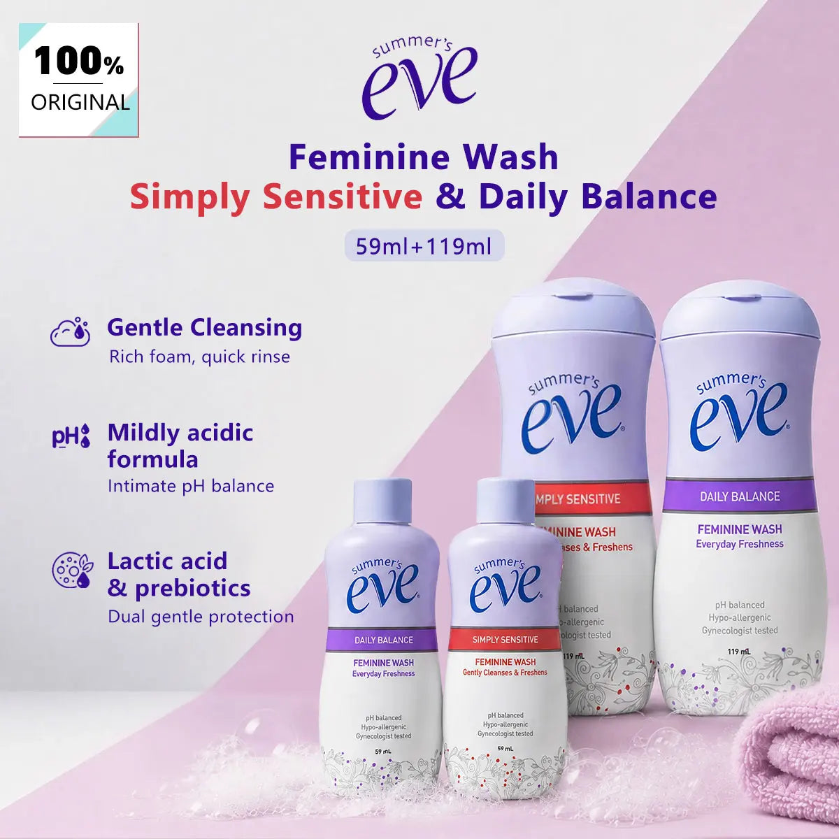 Summers Eve Feminine Wash 119ml,Sensitive Skin Friendly,External Use Only,Soothing,No Harsh Chemicals,Feminine Wash for Women