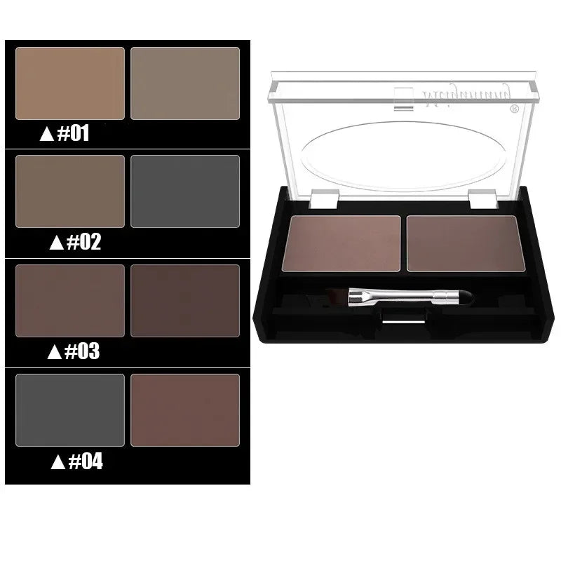 Professional Brand Eyeshadow Makeup 2 Color Waterproof Eyebrow Powder Eye Shadow Eye Brow Palette + Brush Eyebrow Enhancer