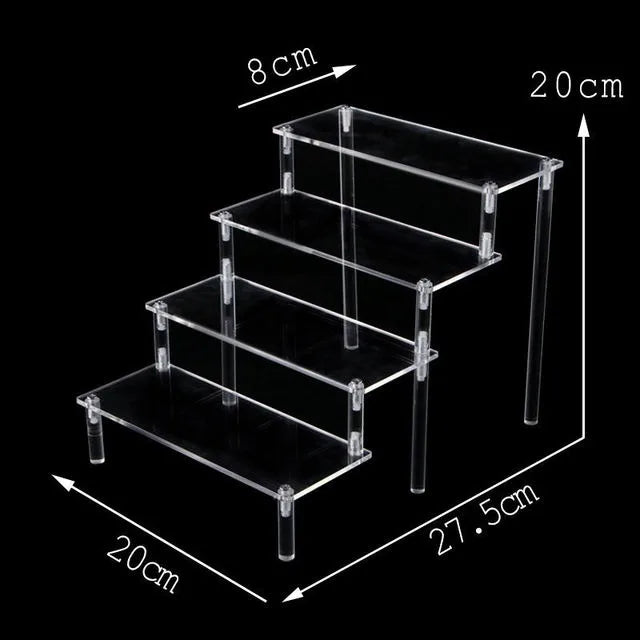 Acrylic Riser Display Shelf,3 Tier Display Stand for Amiibo Funko POP Figures,Cupcake Perfume Organizer Makeup Collection Doll