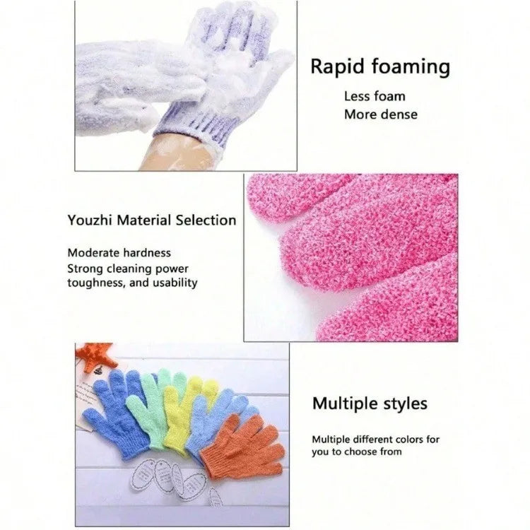 Nylon Exfoliating Bath Brush Gloves Double Sided Exfoliating Gloves for Beauty Spa Massage Skin Shower Scrubber