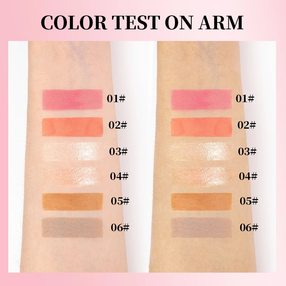 QIBEST Matte Face Liquid Blusher Smooth Cheek Eye Blush Highlighter Multi-Use Stick Rouge Lasting Liquid Contour Bronzer Makeup
