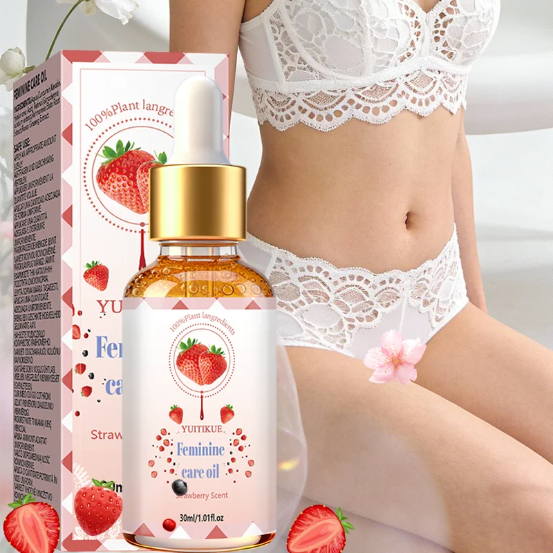 YUITIKUE Strawberry Scent Feminine Care Oil 30ml 100% Natural Plant Extract Gentle Private Area Moisturizing Balancing Body Oil