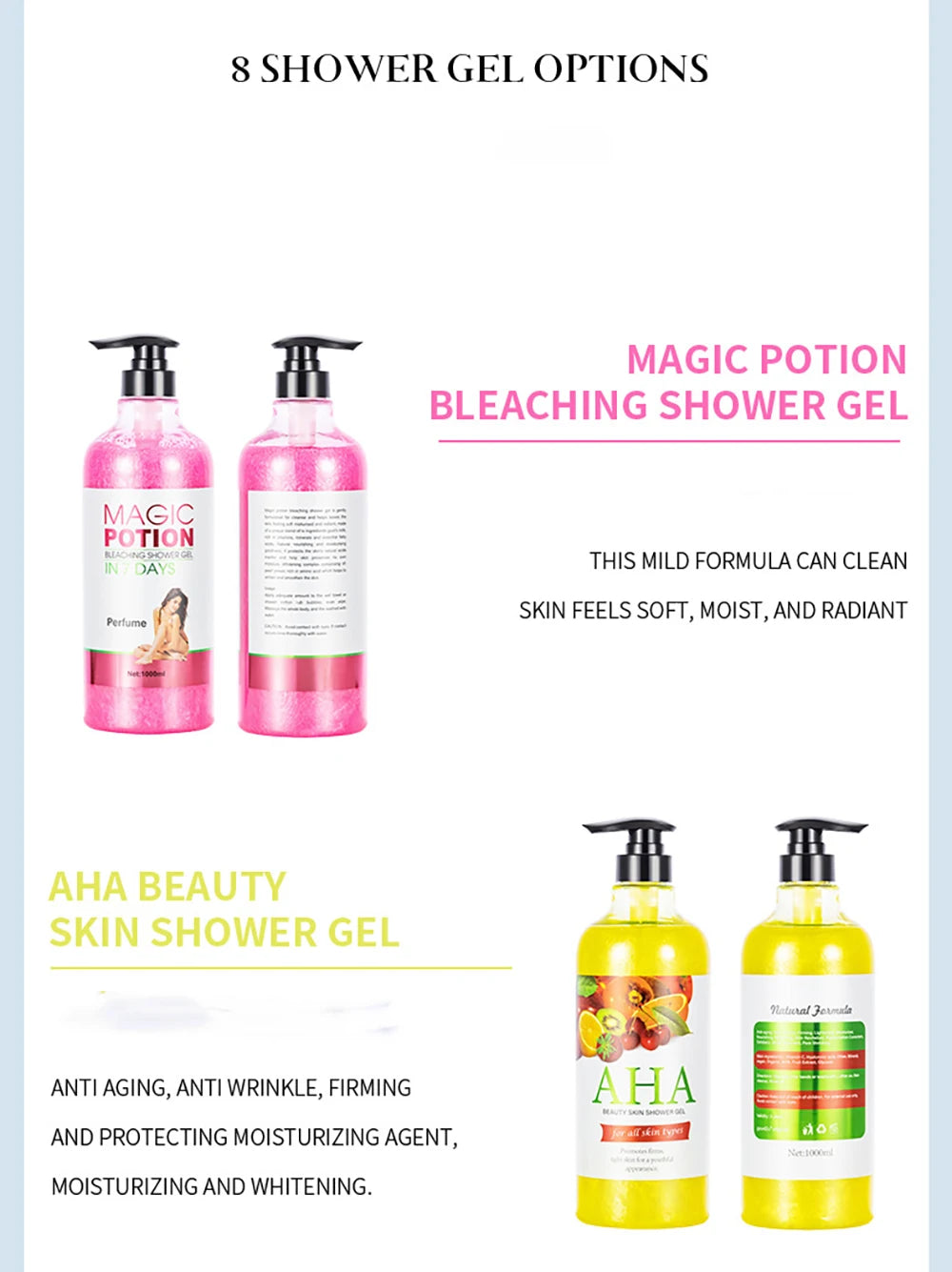 Vitamin C Arbutin AHA Bleached Shower Gel Deep Cleansing Brighten Skin Scrub Body Wash Exfoliator Body Care Fragrance Skincare