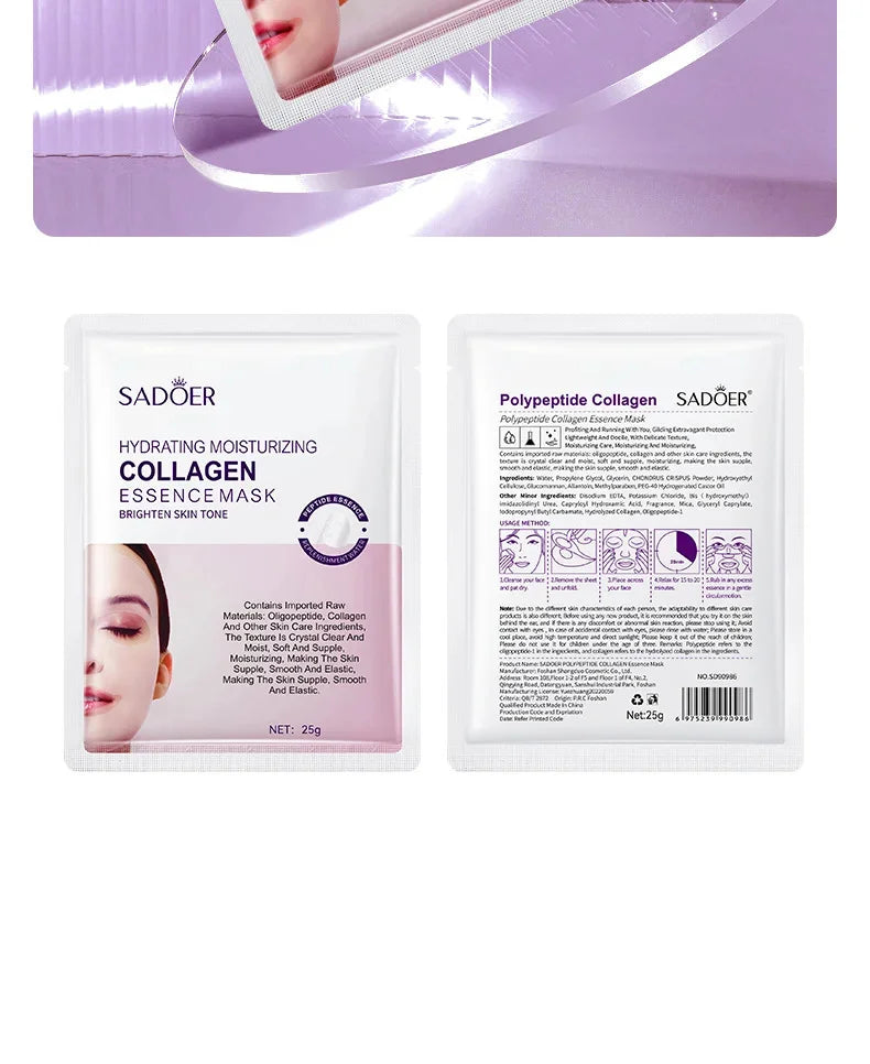 Collagen Anti Wrinkle Facial Mask Anti Aging Fade Fine Lines Firm Skin Moisturizing Brightening Smooth SkinCare Korean Cosmetics