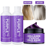EJW Purple Shampoo & Conditioner Set, Purple Color Depositing Shampoo for Blondes,Bleached & Grey Hair,Enhances Shine & Brightn