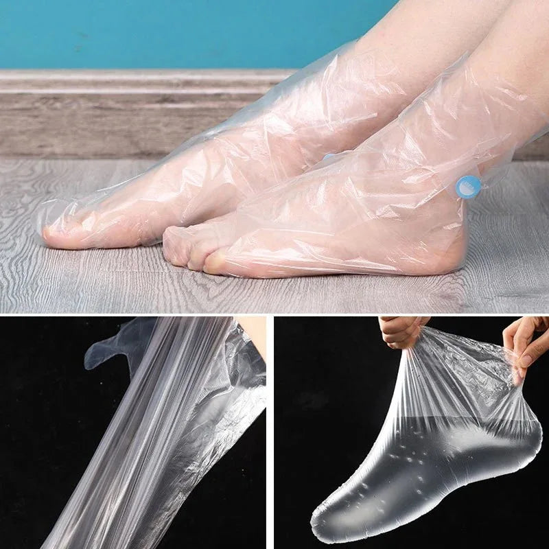 Thick Disposable Hand Mask Gloves, Disposable Foot Mask Foot Covers, Multi-functional Foot/Hand Cover with Blue Adhesive Dots