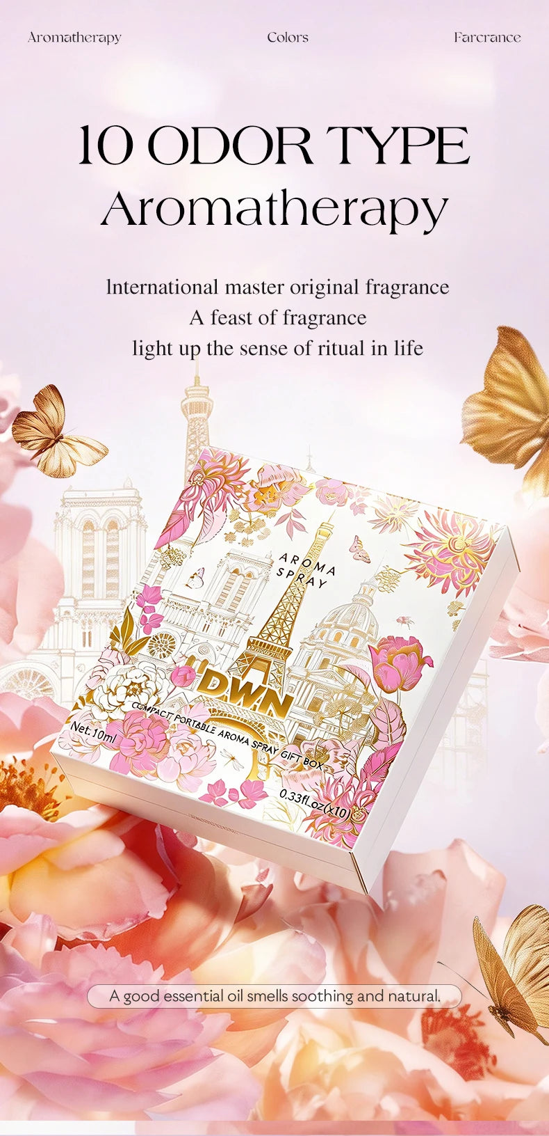 Women's 10 Piece Mixed Alcohol-Free Fragrance Set (Romantic and Elegant Gift Box, Long-Lasting Floral Fragrance)