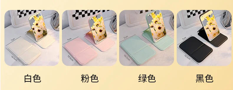 1pc Mirror Makeup Mirror Portable Folding Mirror Girl Makeup Mirror HD Desktop Stand up Mini Portable Small Mirror Travel