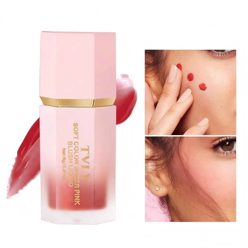TVLV Velvet Liquid Blush Matte Sponge Head Blusher Natural Lasting Brighten Facial Contour Blush Tint Makeup