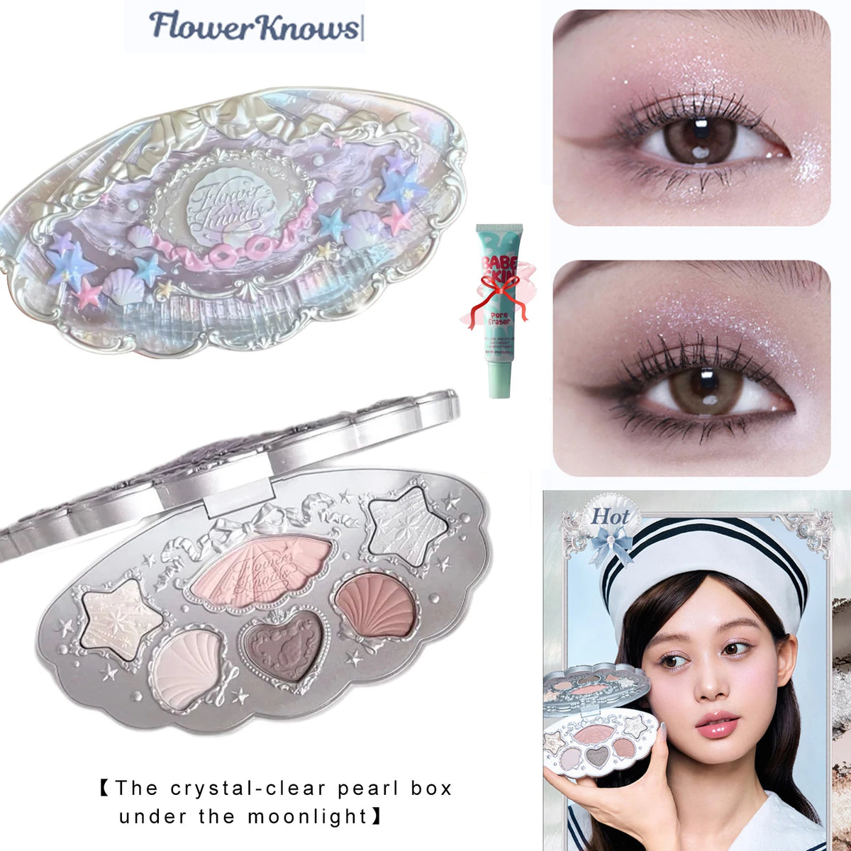 Flower Knows Swan Ballet 6 Color Eyeshadow Palette Matte Shimmer Pearl Glitter Waterproof Highly Pigmented Long Lasting Makeup