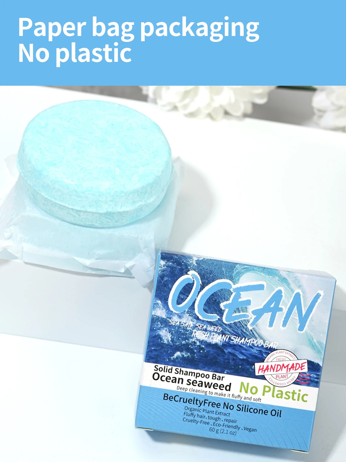 Refreshing Ocean Shampoo Seaweed Essence Handmade Soap Soft and Tough Hair Care Soap Men's Shampoo