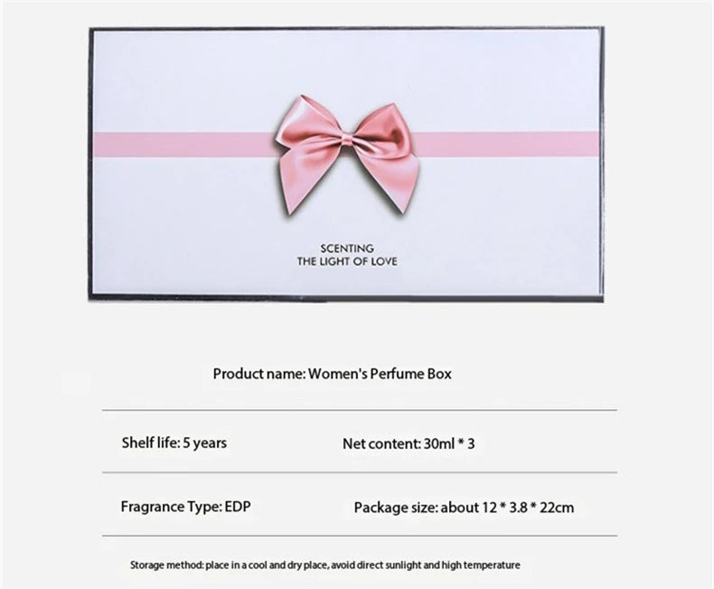 90ML(30mlx3PCS) Eau De Parfum Gift Box Feminino Spray Fresh Light Scent Floral Fruity Chypre Notes LongLasting Women Perfume Set