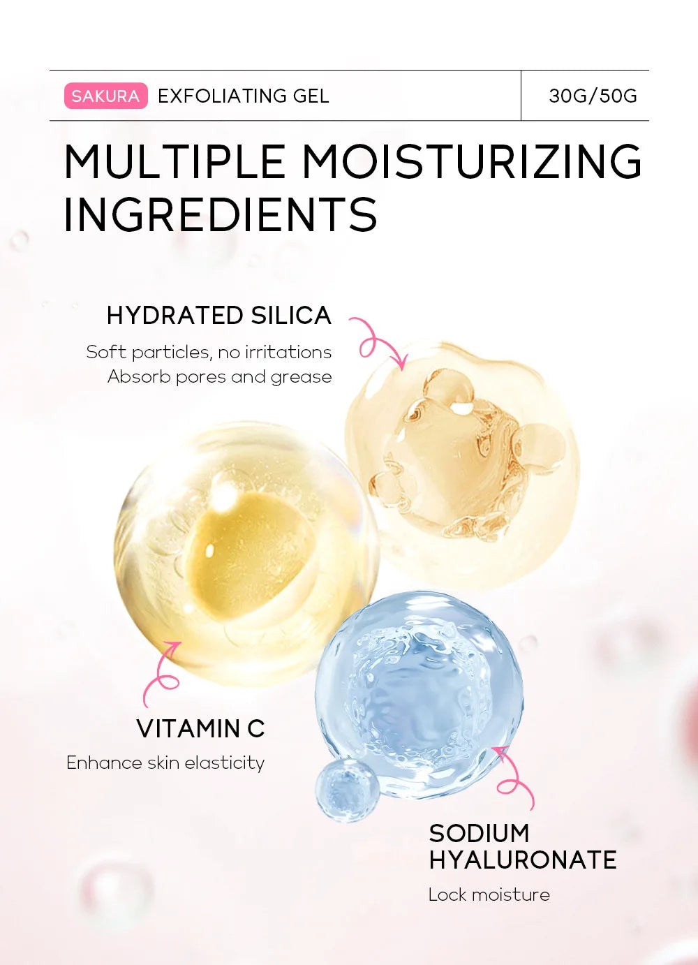 Sakura Exfoliating Gel, Face and Body Exfoliating Scrub Gel, Deep Cleansing Moisturizing Facial Exfoliator
