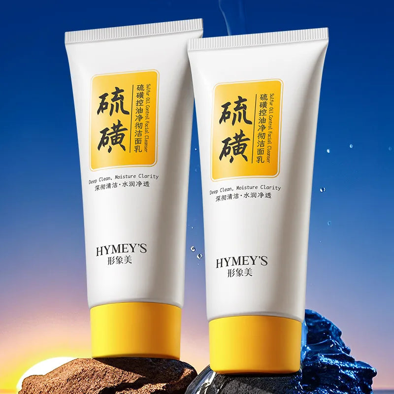 100g Sulfur Oil Control Cleansing Milk, Containing Sulfur, Hydrolyzed Wheat Protein, Purslane Extract, Deeply Cleanses and Moisturizes, Removes Deep-Seated Facial Impurities, Controls Oil, and Improves Dry Skin