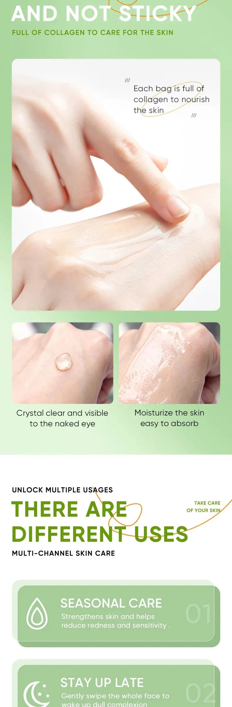 20Pcs Sadoer Aloe Vera Sleeping Facial Masks Moisturizing Anti-Wrinkles Hydrating Anti-Aging No Wash Face Mask Facial Skin Care