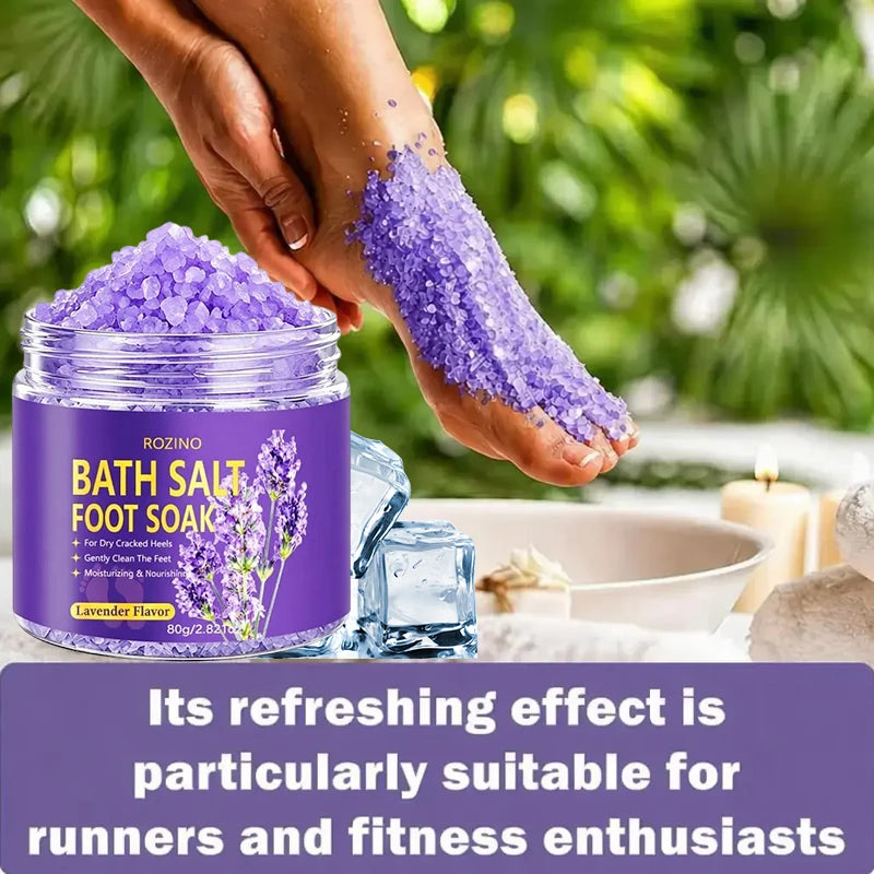 Lavender Foot Bath Salt - Deeply Cleanses with Sea Salt, Moisturizes Heels - 20-Minute Soak, Relieves Dry Feet, Post-Workout and Pre-Sleep Care - Foot Bath, Foot Care