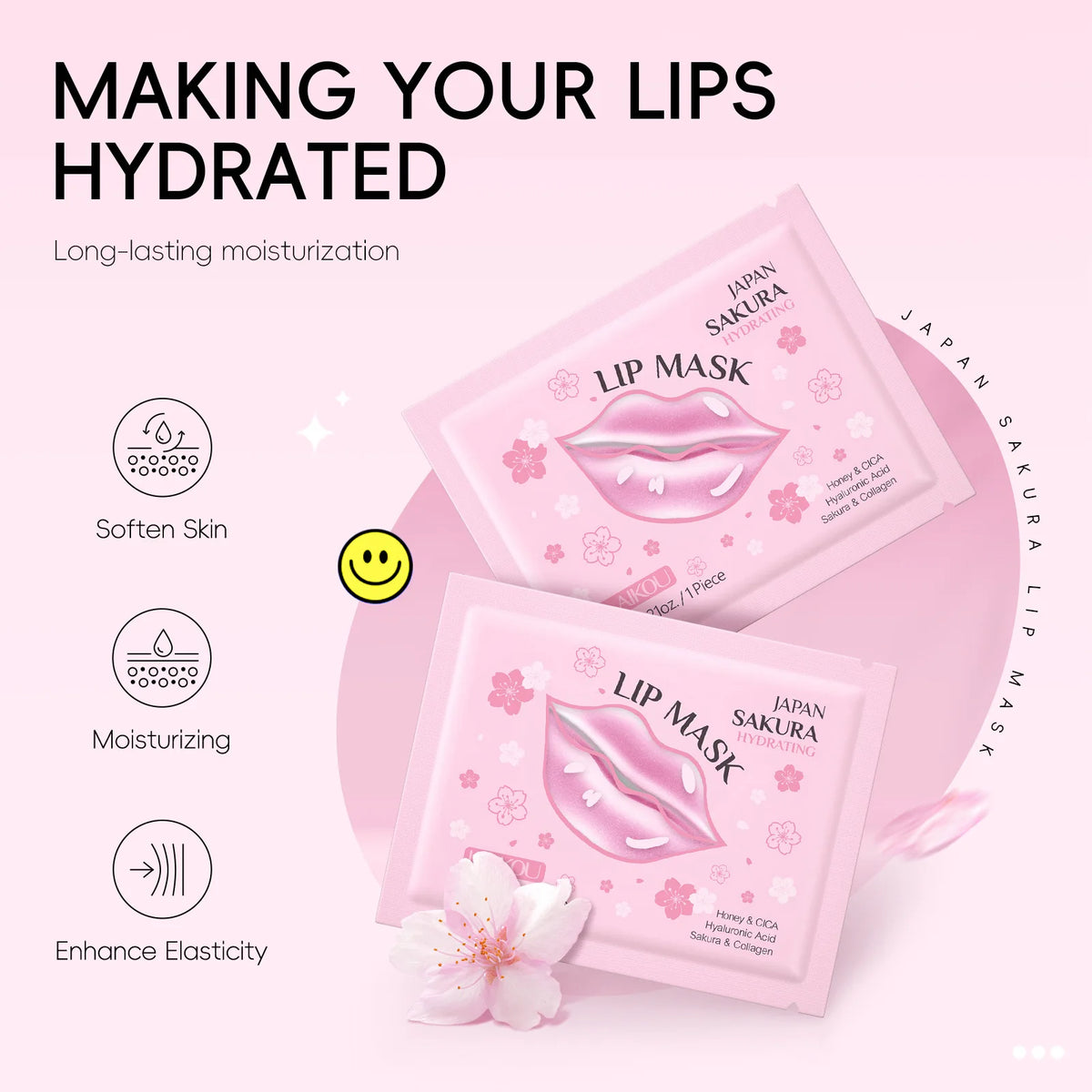 LAIKOU 5/10pcs Lip Mask Lip Care Moisturizing Hydrating Repair Lighten Lip Lines  Gel Patch Lips Pad Patches Care Products