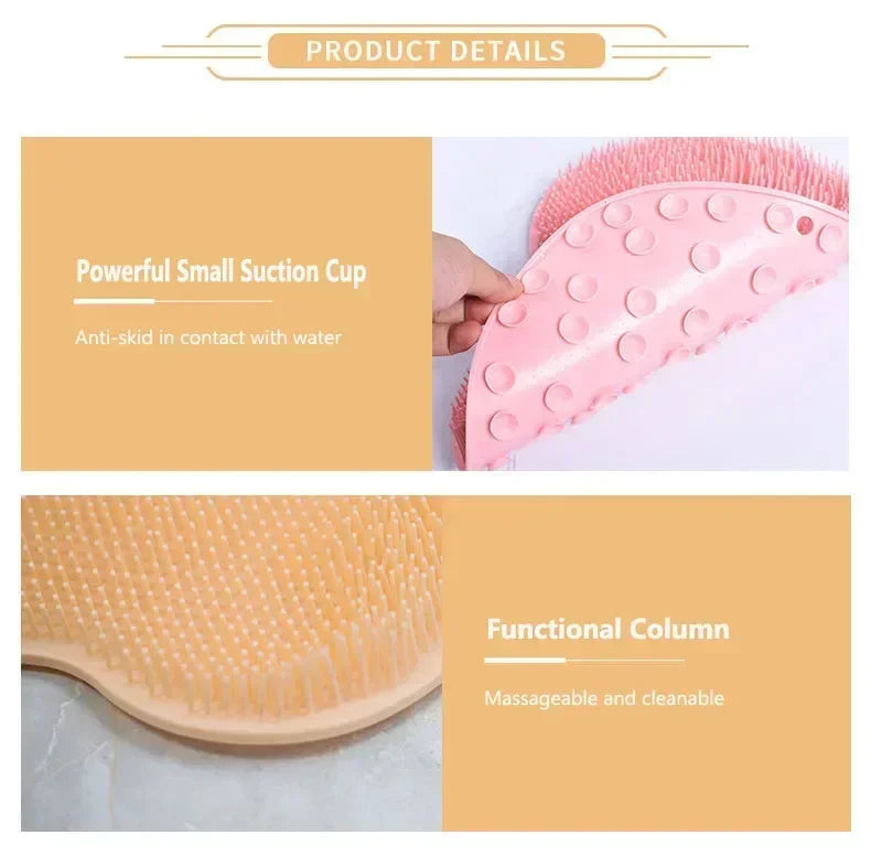 Silicone Rub Back Brush Bathroom Non-slip Wash Foot Pad Massage Shower Mat with Sucker Bath Massage Foot Exfoliating Brush Pad