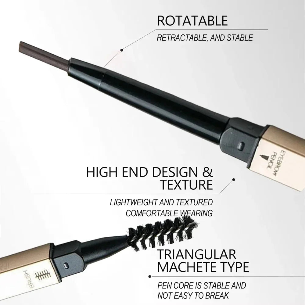 5 Colors With Brush Double Head Eyebrow Pencil Waterproof Smooth Eyebrow Stick Sweatproof Eyebrow Gel Tattoo Pencil Cosmetics