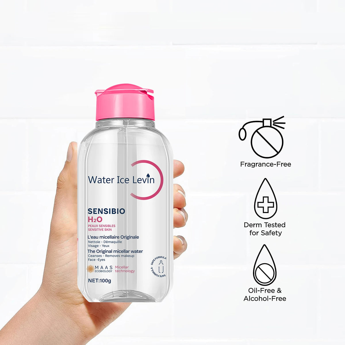 Sensibio H2O The Original Micellar Water for Sensitive Skin，Gently Cleanses, Removes Makeup，Hydrates，with Lactic Acid, Collagen