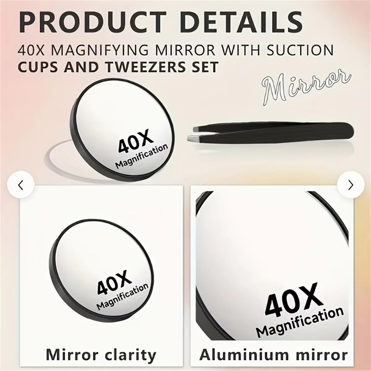 10X/30X//40X Magnifying Mirror, Hand Mirror with Handle, Double Sided Hand Mirror with 30X/1X Magnification Mirror