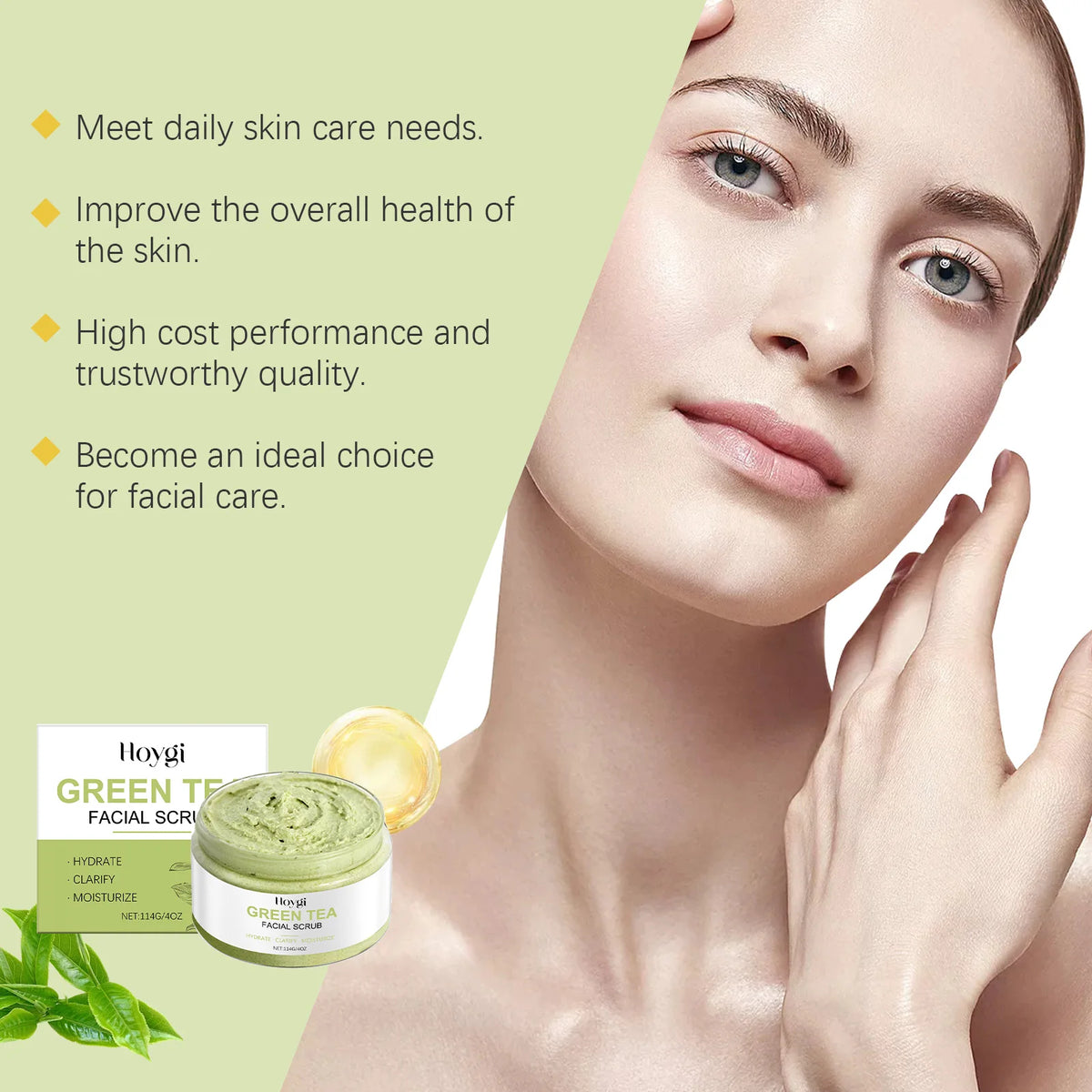 Green Tea Facial Scrub Deep Pore Cleansing Hydrating Blackhead Removal Dead Skin Gentle Exfoliating Scrub Skin Renewal Skin Care