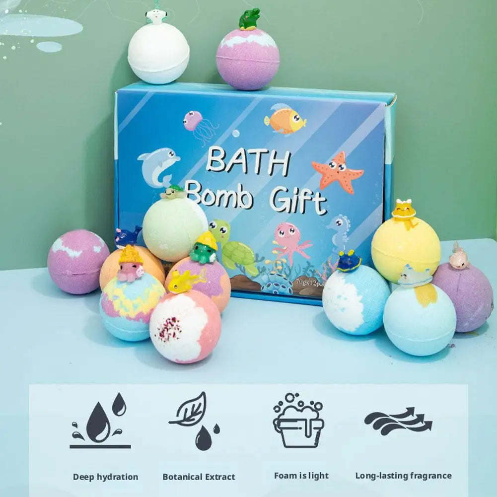 1/6/12PCS Bath Bombs Set Bubble Bath Fizzies for Children Safe & Natural Essential Oil Bubble Bath with Surprise Toys Inside